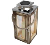 Lanterne solaire bois oaky h28cm