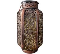 Lanterne solaire pour extérieur, lampe solaire LED, lanterne solaire suspendue, lanterne artistique rétro en fer, lampadaire décoratif vintage avec poignée, lampe creuse en métal pour jardin, arbres