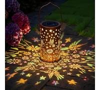 Lanterne solaire pour extérieur, lampes solaires colorées en forme de colibri pour extérieur, étanchéité IP44, lumières décoratives en métal creux avec poignée pour terrasse, pelouse, jardin, cadeaux