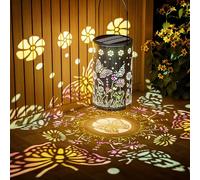 Lanterne solaire pour extérieur, lampes solaires dynamiques pour l'extérieur, à suspendre, étanche, batterie 1200 mAh, papillons solaires pour extérieur, balcon, patio, terrasse, pelouse, jardin