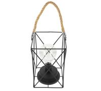 Lanterne Suspendue E27 Décorative Solaire pour Jardin et Arrière-cour | Verre, Corde, ABS et Fer, Éclairage Décoratif Économe, Noir, Usage Jardin et Arrière-cour