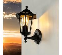 Lanterne Wandleuchte Extérieure Paris Aluminium Verre Noir E27 IP44 1-lumière