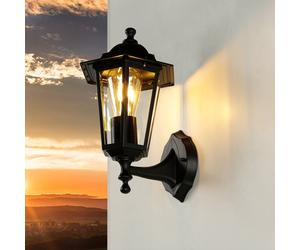 Lanterne Wandleuchte Extérieure Paris Aluminium Verre Noir E27 IP44 1-lumière