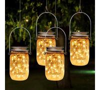 Lanternes à panneaux solaires, lot de 4, 30 LED, étanches, pour le jardin et la terrasse