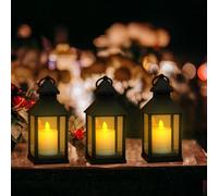 Lanternes avec bougies LED - Lanterne pour l'extérieur - Étanche - Lanterne funéraire cimetière - Résistante aux intempéries - Lanterne funéraire LED - Lanterne d'ambiance - Fonctionne avec piles