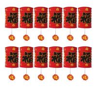 Lanternes chinoises en papier avec personnage Fu, lanterne rouge, 6.2x11 pouces, décoration suspendue pour Festival du printemps lunaire, fournitures de fête porte-bonheur rouge, 12 pièces