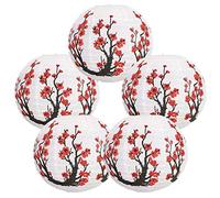 Lanternes en Papier Japonaises/Chinoises de Fleurs de Cerisier de 12 Pouces (Ensemble de 5, Sakura Rouge)