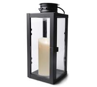 Lanternes pour l'extérieur - Lanterne en métal de 24 cm - Lanterne de jardin avec disques en verre et anse - Lanterne funéraire - Résistante aux intempéries - Pour la décoration de la maison, le salon