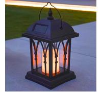 Lanternes Solaires Décoratives Extérieures Noir Mat avec Éclairage Bougie LED Effet Vacillant Waterproof (27cm hauteur)
