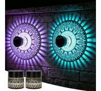 Lanternes Solaires D'extérieur,2 Pièces Appliques Murales Solaires Mandala | Lampe Solaire Exterieurs Applique,Lampes Solaires Décoratives Mandala,pour Arrière Cour,Balcon,Terrasse