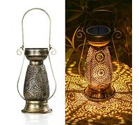 Lanternes solaires d'extérieur Görvitor métal IP44 étanche Lanterne solaire pour extérieur, blanc chaud, lampes solaires orientales pour extérieur, jardin, extérieur, balcon, décoration vintage