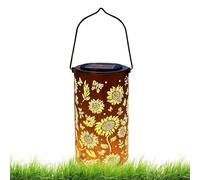 Lanternes solaires d'extérieur - Lampe à suspendre creuse imperméable, lampe décorative de jardin résistante aux intempéries avec capteur automatique, décoration solaire de pelouse, lanterne en métal