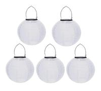 Lanternes solaires d'extérieur résistantes aux intempéries - Lanterne de jardin LED en papier blanc - Lanterne de jardin solaire à suspendre - Lanternes de jardin d'extérieur en papier nylon (30 cm