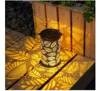 Lanternes solaires d'extérieur suspendues en forme de Feuilles creux en métal - Lanterne de décoration de jardin LED étanche