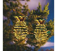 Lanternes Solaires Suspendues, 2 Pièces, Lampes Suspendues Extérieures étanches, Lampe Solaire à LED en Fil de Cuivre, Lanternes D'ananas pour Cour Extérieure, Porche, Jardin, Arbres,(2 pièces)