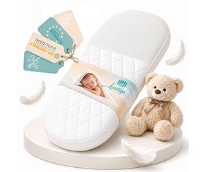 Lantigo AERO Matelas Bébé Ovale 89x50x6 cm Double Face – 3D-Airmesh Respirant, Housse Aloe Vera Lavable, Berceau Couffin Moïse Fabriqué en UE