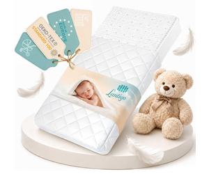 Lantigo Matelas Bébé AERO 2 Côtés 40x90 cm Respirant | Landau Berceau Lit d'Appoint, Aloe Vera, Lavable Machine, Production UE, Hypoallergénique