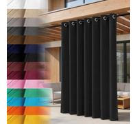 Lantigo Rideau Extérieur Noir 155x180 cm imperméable Œillets Embrasse