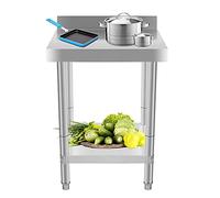 LANTUS Chariot de ServiceDesserte, Table de Travail pour Préparation de Cuisine d'Aliment Table De Travail INOX Adossée Cuisine Rangement Mobile Plateau
