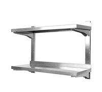 LANTUS Étagère Murale INOX 2 Plateaux Rangement Cuisine pour Restaurant, Bar, Maison, Cuisine, buanderie, Garage et buanderie-80 * 30 * 57cm-Acier Inoxydable