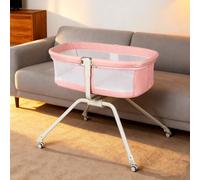 LANTUS lit bébé 3 en 1 avec Fonction de Berceau,Pliable, lit Parapluie bébé avec Matelas, de 0 à 35kg,moustiquaire, réglage de l'inclinaison, lit bébé Pliant, 94 * 70 * 80cm (Rose)