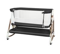 LANTUS Lit Bébé Cododo - Berceau avec Matelas, Mode Bascule pour Bercer Bébé, Côté Repliable, Hauteur Réglable, Fenêtres en Filet,4 Niveaux(80-94cm (80-84- 88-94)),90 x 60 x 90-115 cm - Noir + Or