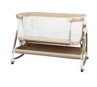 LANTUS Lit Bébé Cododo - Berceau avec Matelas, Mode Bascule pour Bercer Bébé, Côté Repliable, Hauteur Réglable, Fenêtres en Filet,4 Niveaux(80-94cm (80-84- 88-94)),90 x 60 x 90-115 cm - Blanc+ Or