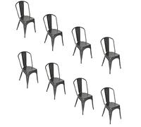 LANTUS Lot de Chaises de Salle à Manger Empilables en Métal Style Industriel Vintage, Convient pour Une Utilisation Intérieure et Extérieure, Chaise de Jardin, (85 * 45 * 45cm-Gris foncé-8PC)