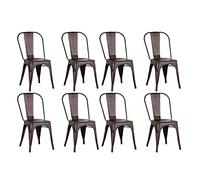 LANTUS Lot de Chaises de Salle à Manger Empilables en Métal Style Industriel Vintage, Convient pour Une Utilisation Intérieure et Extérieure, Chaise de Jardin (85 * 45 * 45cm-rouille-8PC)