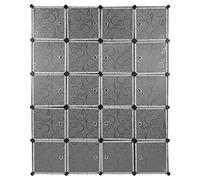 LANTUS Organisateur de Rangement DIY Modulaire Placard Organisateur Étagère Plastique Bibliothèque Étagères de Rangement Unités Marteau (5 étages, 20 Portes, Noir)