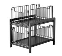 LANTUS Panier Coulissan, Porte-épices pour Comptoir de Cuisine Organisateur pour Salle de Bain, Cuisine, Bureau, 26 x 37 x 38,5 cm (Noir)