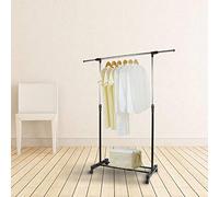 LANTUS Portant à vêtements,Portant Hauteur et Largeur Réglables avec Roulettes, penderie Double sur vestiaire Mobile avec Barres et Une Tablette de Rangement (1 coup)