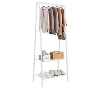 LANTUS Portant/Penderie à vêtement Métal étendoir, séchoir à Linge Porte-vêtements - Porte-vêtements pour chambre à coucher - Avec compartiments à 2 niveaux (blanc)