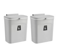 LANTUS Poubelle Suspendue Cuisine, 9L, Gris, 29,5 x 16 x 26 cm, Ouverture Latérale, Plastique, Capacité 12,16 L, Adaptée aux Portes d'Armoires, Placard, Salle de Bain, Camping-Car