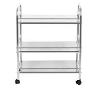 LANTUS Support De Rangement à Trois Niveaux avec Poignée,Desserte Cuisine Rangement en Métal, Chariot de Cuisine à 3 Niveaux-61 * 36 * 75 cm-Argent