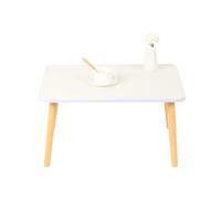 LANTUS Table Basse de Japonaise Rectangulaire en Bambou, Table de lit, Petite Multifonction pour Canapé, lit,60 * 40 * 32cm-Blanc