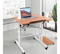 LANTUS Table Informatique Bureau d'Ordinateur Portable Roulant Poste de Travail avec 2 Etagères，Table Ordinateur roulettes avec Freins Bureau Ordinateur，60 * 60 * 67-115 cm (Petit Format)