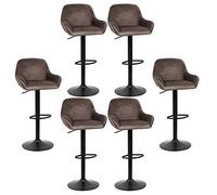LANTUS Tabouret de Bar Capitonné Chaise Bar Pivotante Haute Velours Tabourets Cuisine avec Repose-Pieds, Chaise Haute de Cuisine pour Cuisine/Bar/Comptoir,6 pièces (Marron)