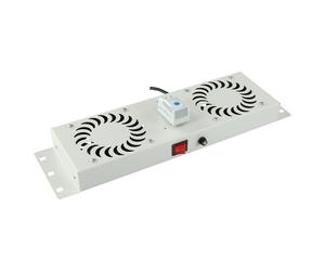 Lanview RAF115WH-UK module de ventilation rack 2 ventilateurs thermostat analogique 280 m³/h RAL7035