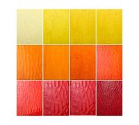 Lanyani Lot de 10 feuilles de verre teinté transparent - 10,2 x 15,2 cm - Pour mosaïque en verre - Jaune et rouge