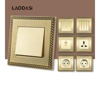 Laodasi - interrupteur rétro Standard EU FR UK, prise murale européenne Vintage en alliage de Zinc et métal, prise de courant universelle pour interrupteur d'éclairage domestique TV Socket