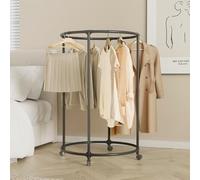 Laohucai Portant à vêtements Rond sur Pied en Acier, présentoir à vêtements Rond à roulettes, idéal pour Les Chambres, boutiques et commerces (75 x 75 x 130 cm)(Black)