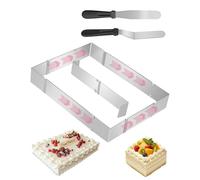 LAOYE Cadre Patisserie Rectangulaire Réglable Moule Rectangulaire Patisserie Extensible INOX Moule Gateau Rectangle pour Génoise Fraisier Mousse