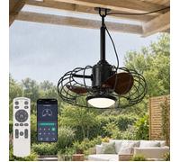 Lapamax Ventilateur de Plafond Extérieur Étanche IP65 Lumineux 50cm Ventilateur Suspendu Industriel avec Prise Brasseur d'Air - Noir