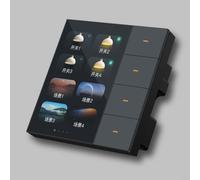 Lapiglo 8,9 cm pour Tuya pour commutateur Zigbee, panneau mural à 8 voies à 4 groupes avec écran tactile, rideau de scènes personnalisables et contrôle de la lumière, noir