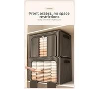 Lapiglo Boîte de rangement pliable de grande capacité avec ouverture sur le devant, organiseur de vêtements en tissu Oxford de 100 L avec cadre en acier renforcé, noir