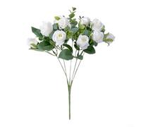 Lapiglo Bouquet d'eucalyptus artificiel réaliste de 30 cm avec tige florale en soie avec feuilles pour décoration de mariage, fête prénuptiale, champagne (blanc)