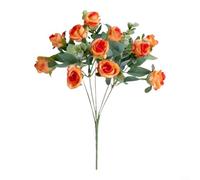 Lapiglo Bouquet d'eucalyptus artificiel réaliste de 30 cm avec tige florale en soie avec feuilles pour décoration de mariage, fête prénuptiale, champagne (orange)