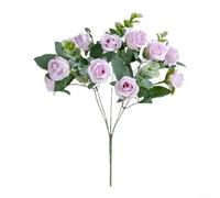 Lapiglo Bouquet d'eucalyptus artificiel réaliste, tige florale en soie avec feuilles pour décoration de mariage, fête prénuptiale, champagne (violet clair)