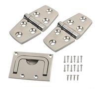 Lapiglo Charnière robuste pour bateau avec poignée 316 en acier inoxydable pour yacht, bateau, trappe, armoire, ferrures de porte - Argenté